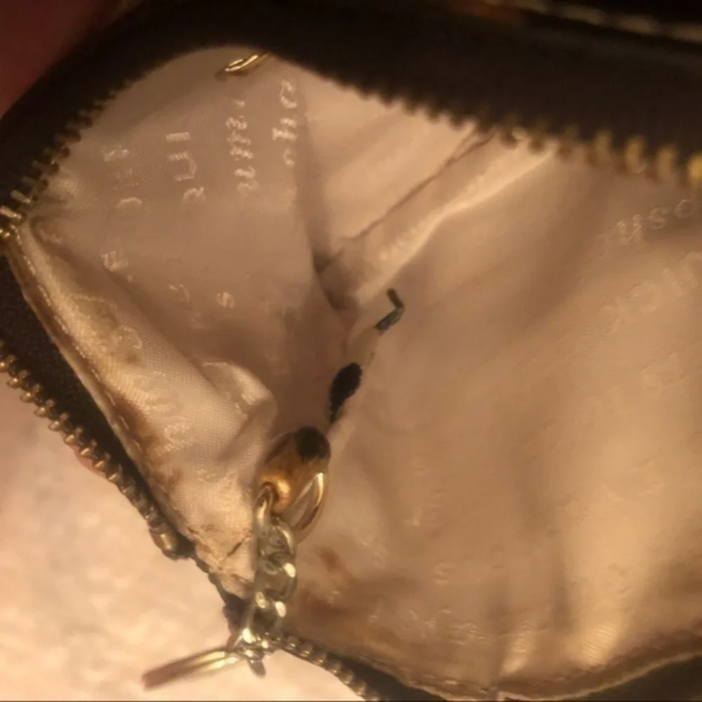 Kate spade animal print patent leather bow keyring coin purse bag
